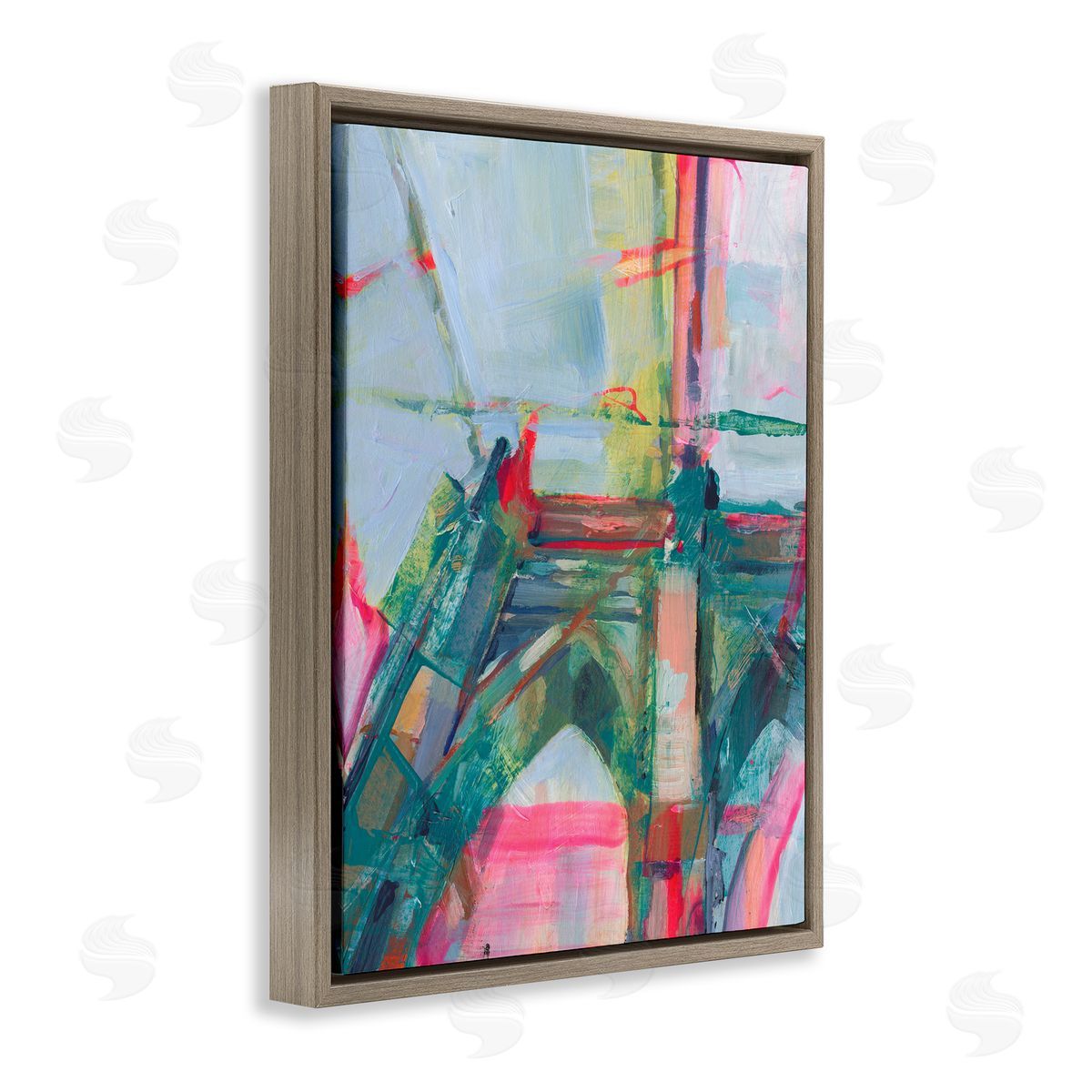 Looming Bridge Arches Brown Floating Frame Canvas Wall Art, Home Decor by Ethan Harper