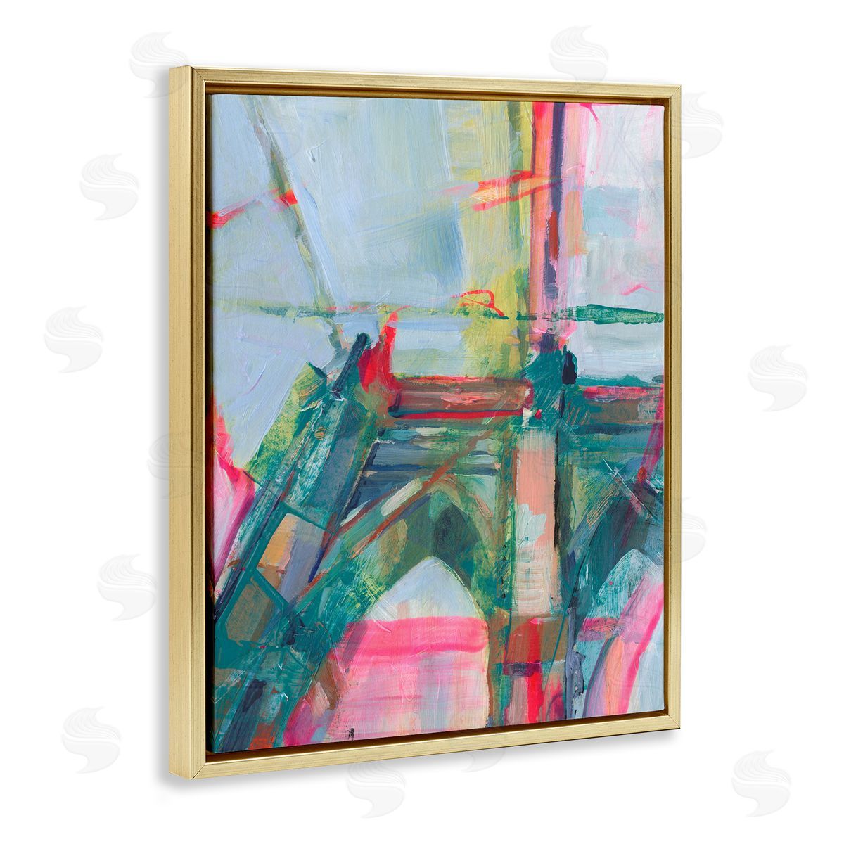 Looming Bridge Arches Gold Floating Frame Canvas Wall Art, Home Decor by Ethan Harper