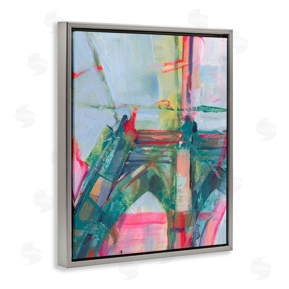Looming Bridge Arches Grey Floating Frame Canvas Wall Art, Home Decor by Ethan Harper
