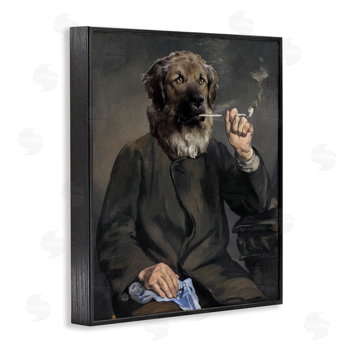 Smoking Historical Dog Black Frame Print Wall Art, Home Decor by Alicia Longley