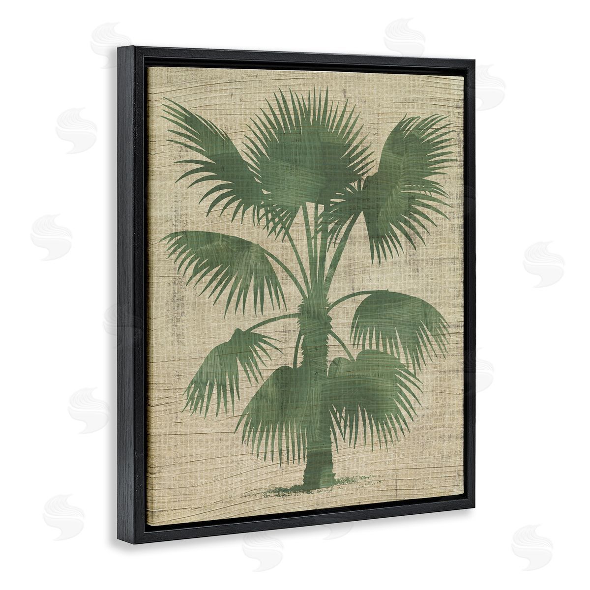 Vintage Distressed Palm Black Floating Frame Canvas Wall Art, Home Decor by June Erica Vess