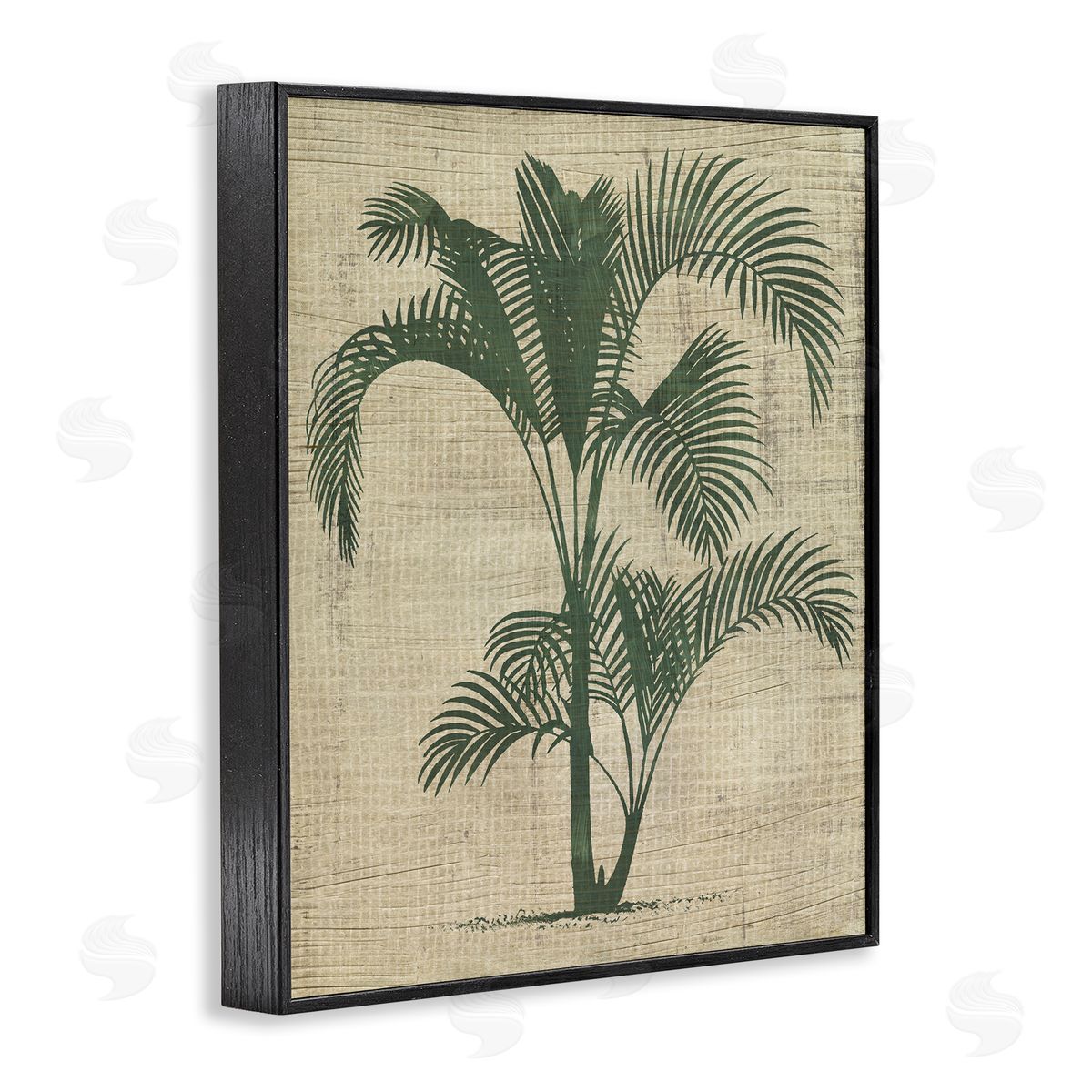 Palm on Woven Pattern Black Frame Print Wall Art, Home Decor by June Erica Vess