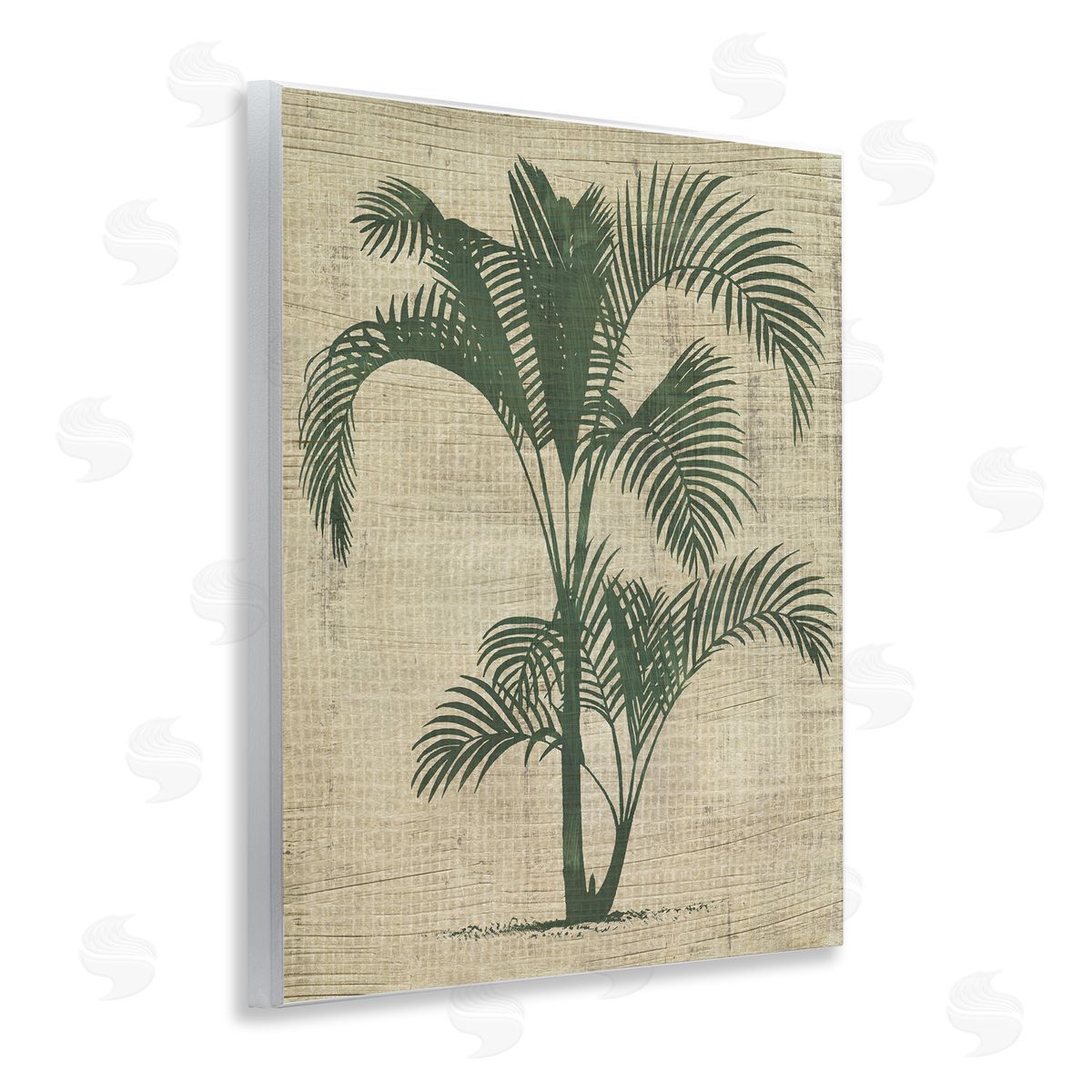 Palm on Woven Pattern Wood Plaque Wall Art, Home Decor by June Erica Vess