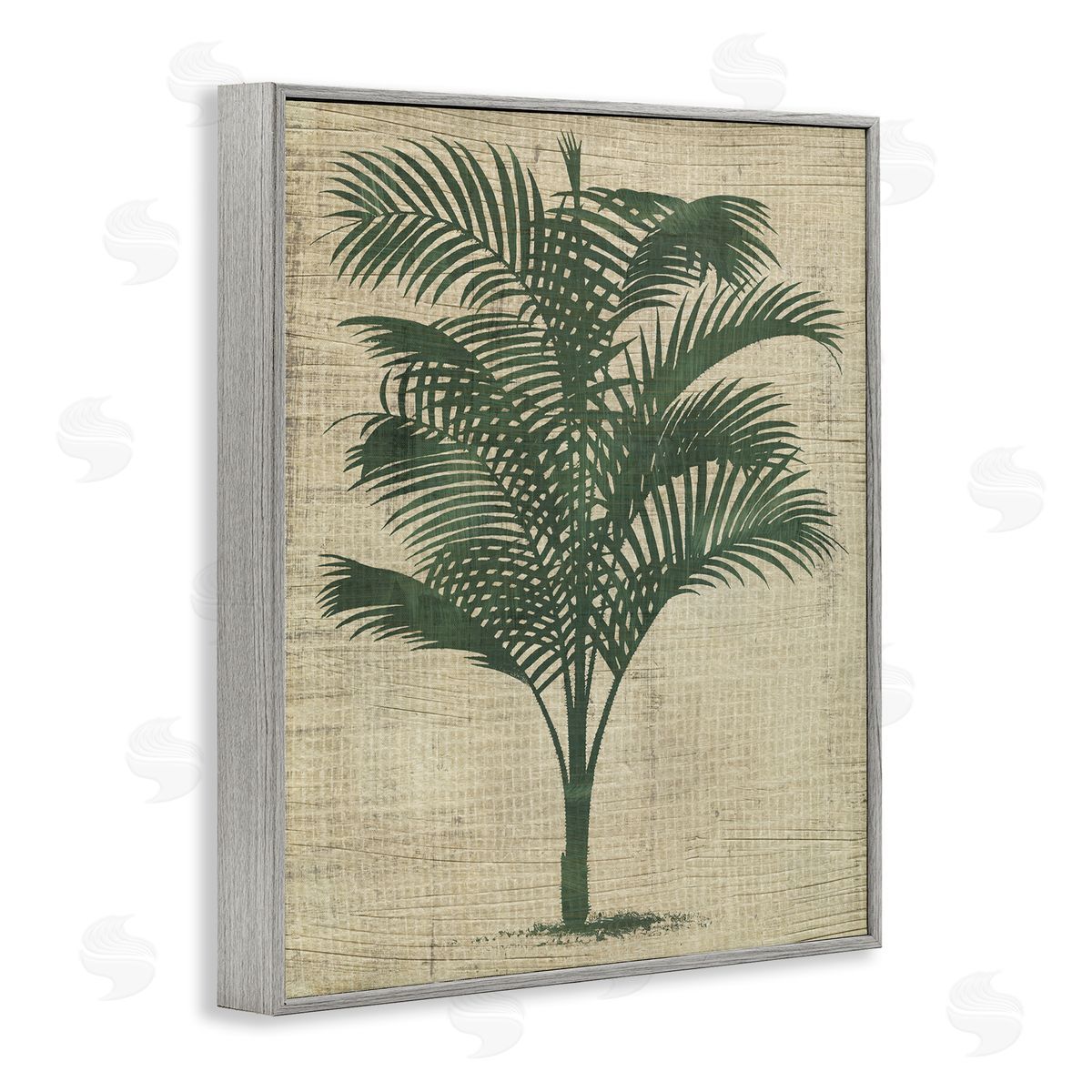 Vintage Palm Plant Grey Frame Print Wall Art, Home Decor by June Erica Vess