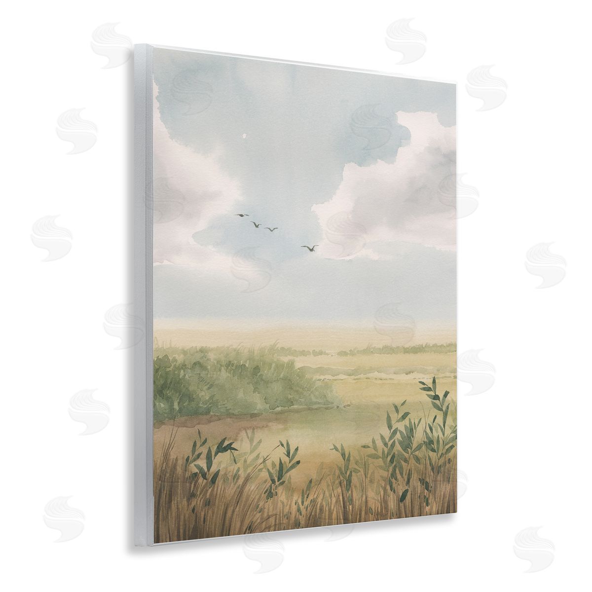 Birds over Grasslands Wood Plaque Wall Art, Home Decor by Grace Popp
