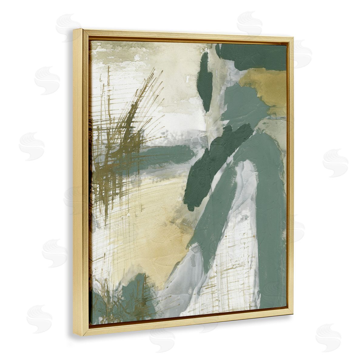 Dynamic Abstract with Grey Gold Floating Frame Canvas Wall Art, Home Decor by Vanna Lam