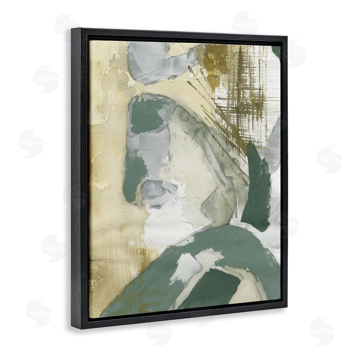Dynamic Chaotic Abstract Black Floating Frame Canvas Wall Art, Home Decor by Vanna Lam