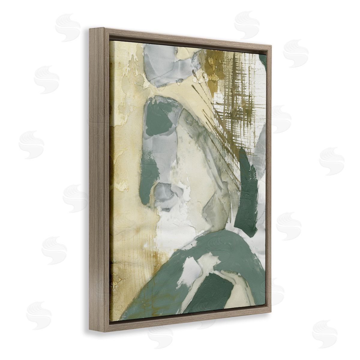 Dynamic Chaotic Abstract Brown Floating Frame Canvas Wall Art, Home Decor by Vanna Lam