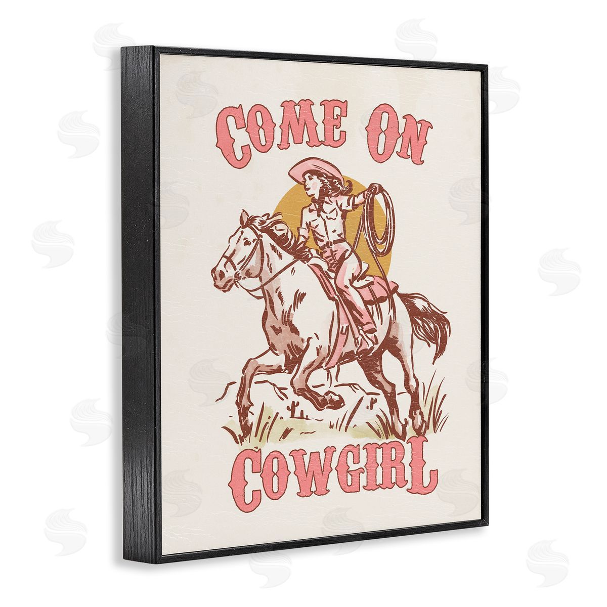 Pastel Come On Cowgirl Black Frame Print Wall Art, Home Decor by Victoria Barnes
