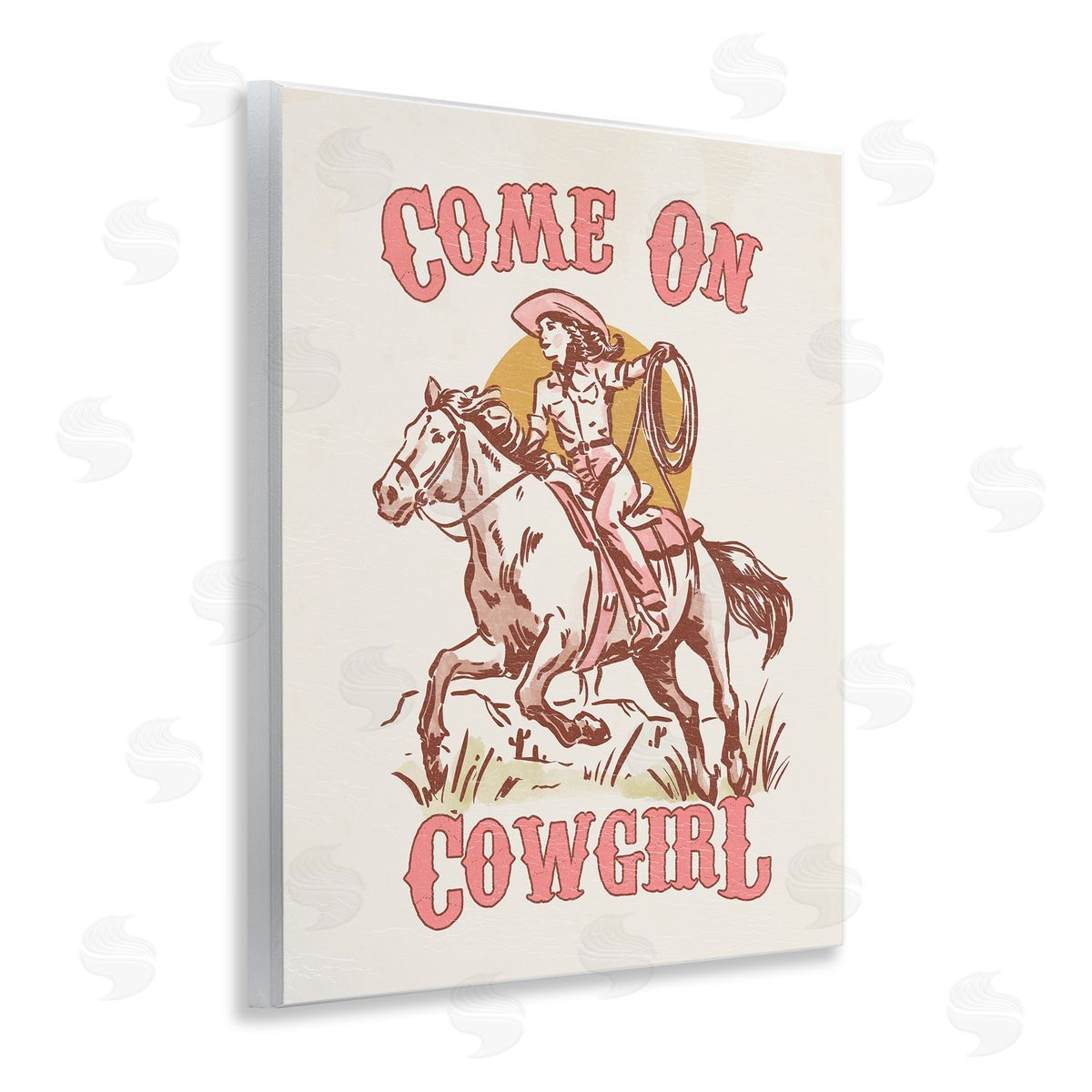 Pastel Come On Cowgirl Wood Plaque Wall Art, Home Decor by Victoria Barnes