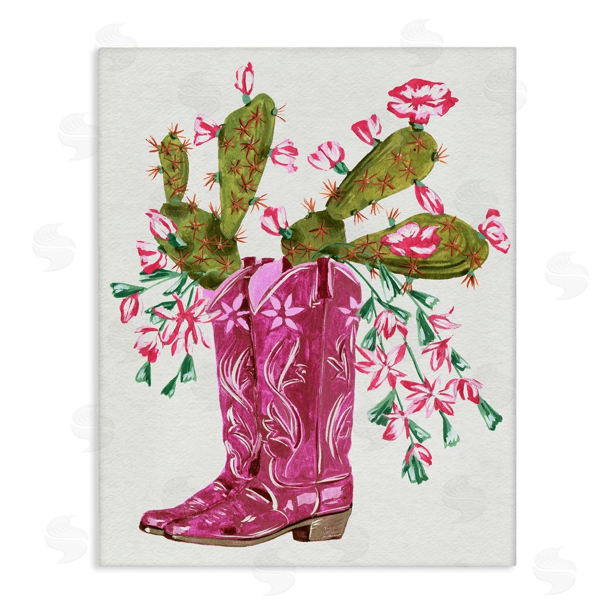 Cowgirl Boots & Cactus Canvas Wall Art, Home Decor by Melissa Wang