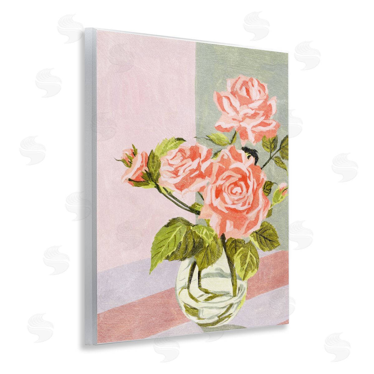 Pink Roses on Pastels Wood Plaque Wall Art, Home Decor by Melissa Wang