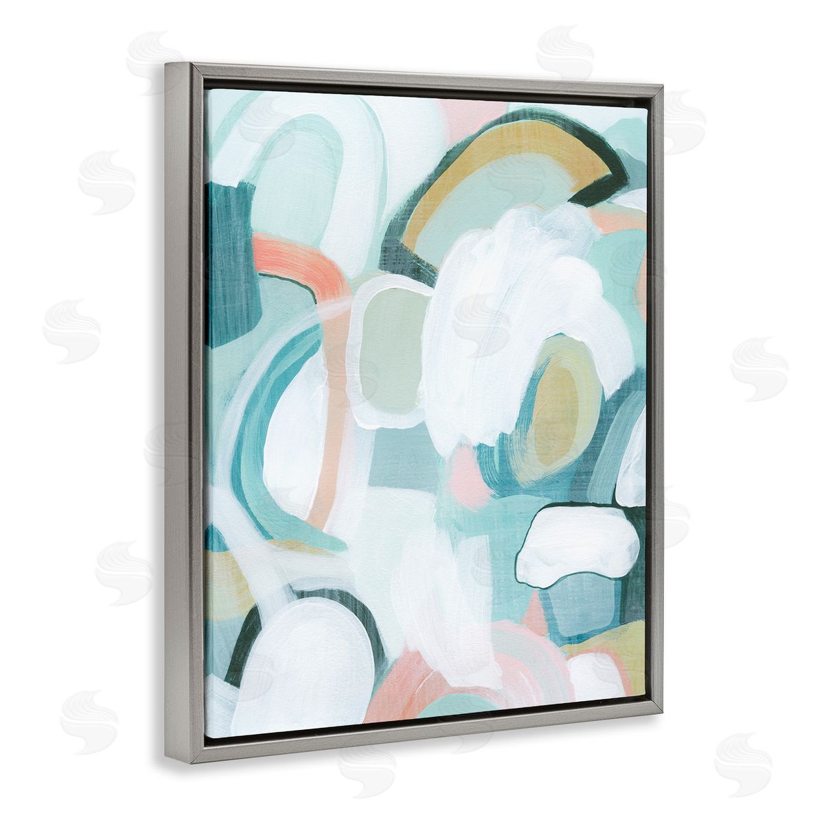 Pastel Arched Forms Grey Floating Frame Canvas Wall Art, Home Decor by Grace Popp