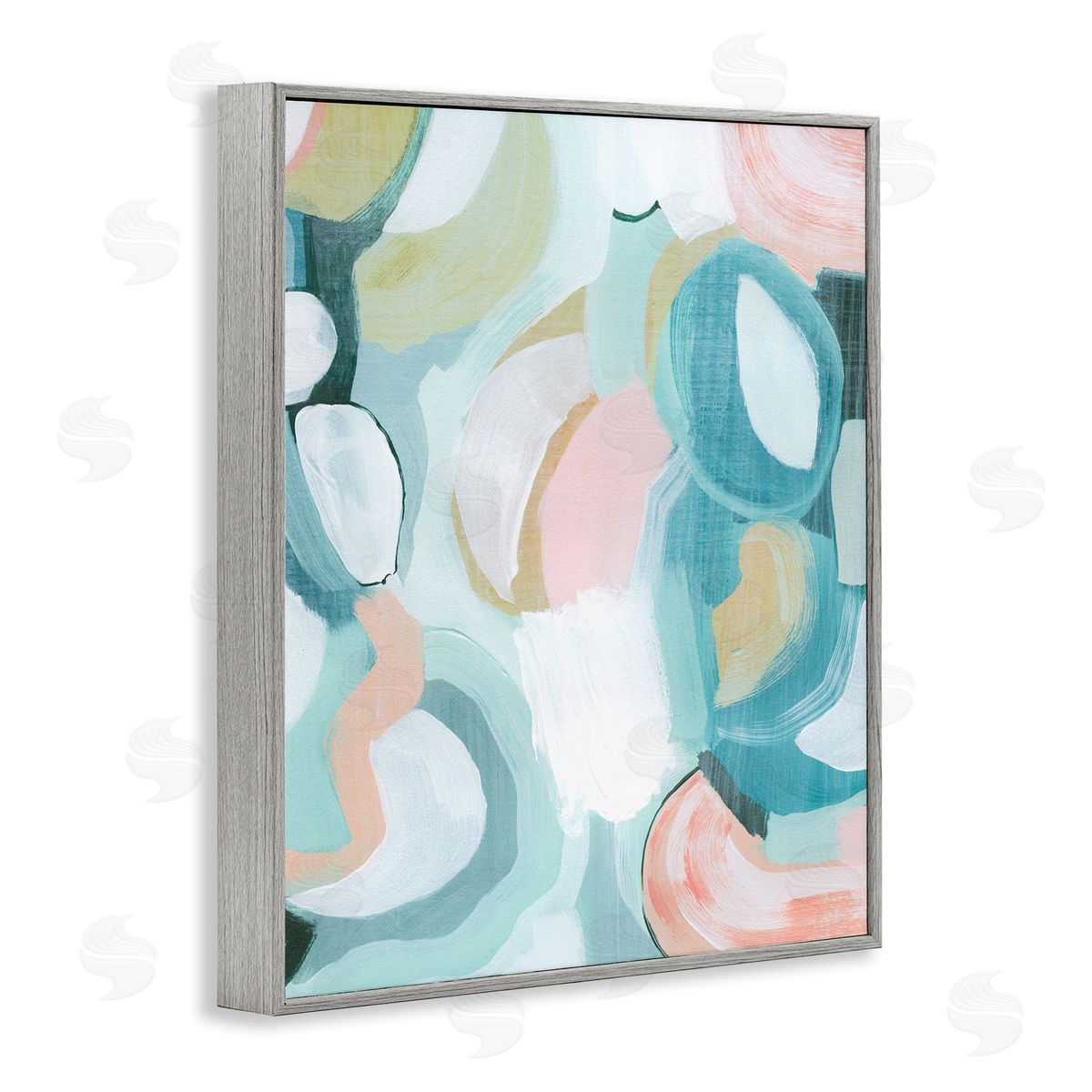 Pastel Round Forms Grey Frame Print Wall Art, Home Decor by Grace Popp