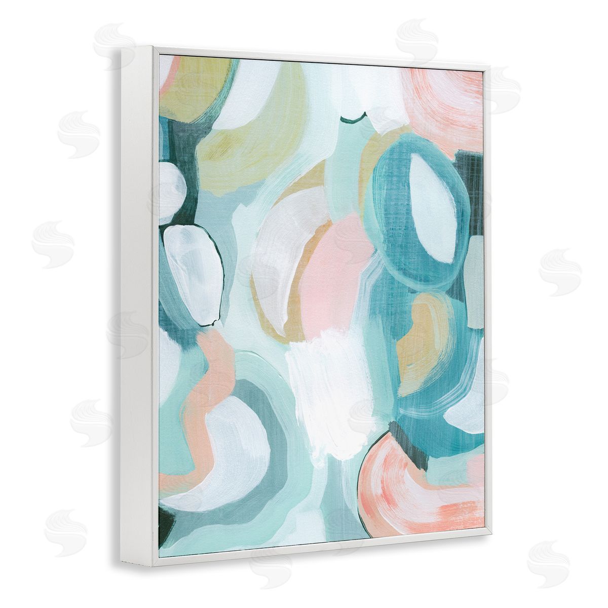 Pastel Round Forms White Frame Print Wall Art, Home Decor by Grace Popp