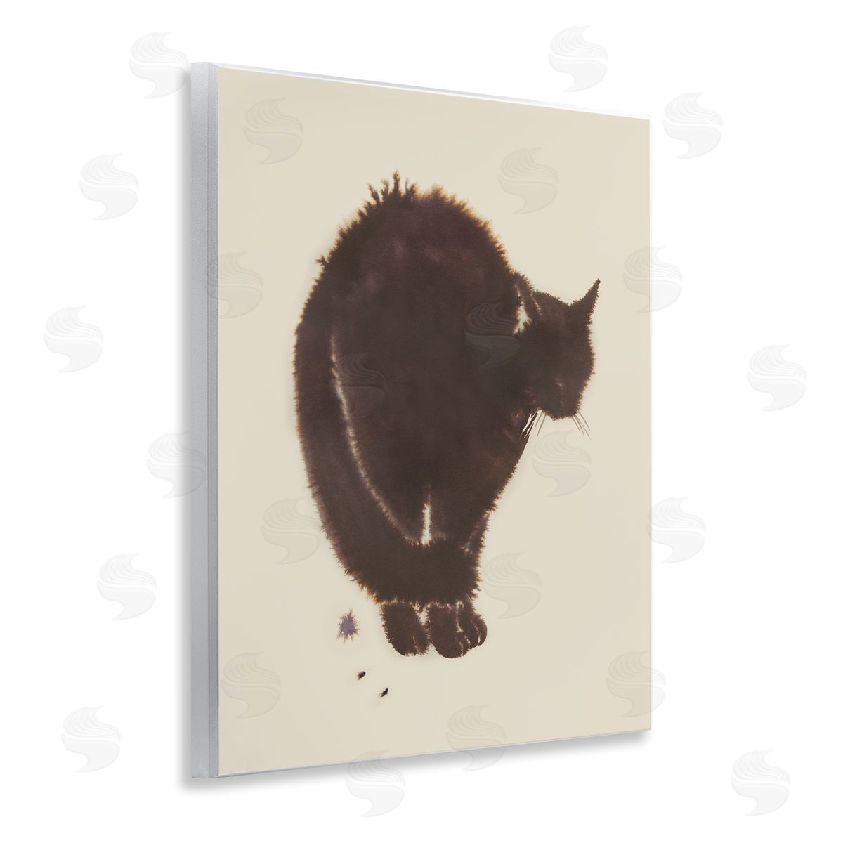 Minimal Cat on Beige Wood Plaque Wall Art, Home Decor by Grace Popp