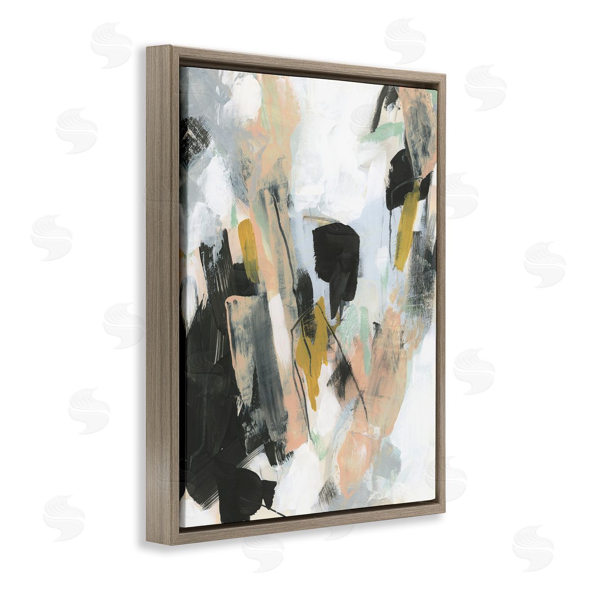 Bold Streaks of Paint Brown Floating Frame Canvas Wall Art, Home Decor by June Erica Vess