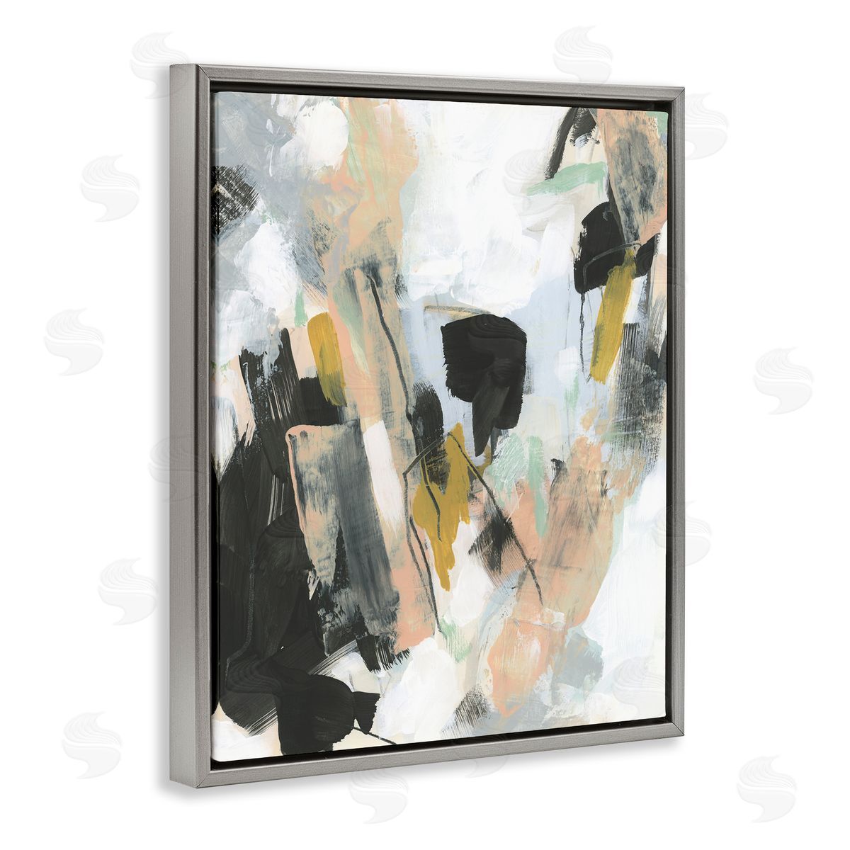 Bold Streaks of Paint Grey Floating Frame Canvas Wall Art, Home Decor by June Erica Vess