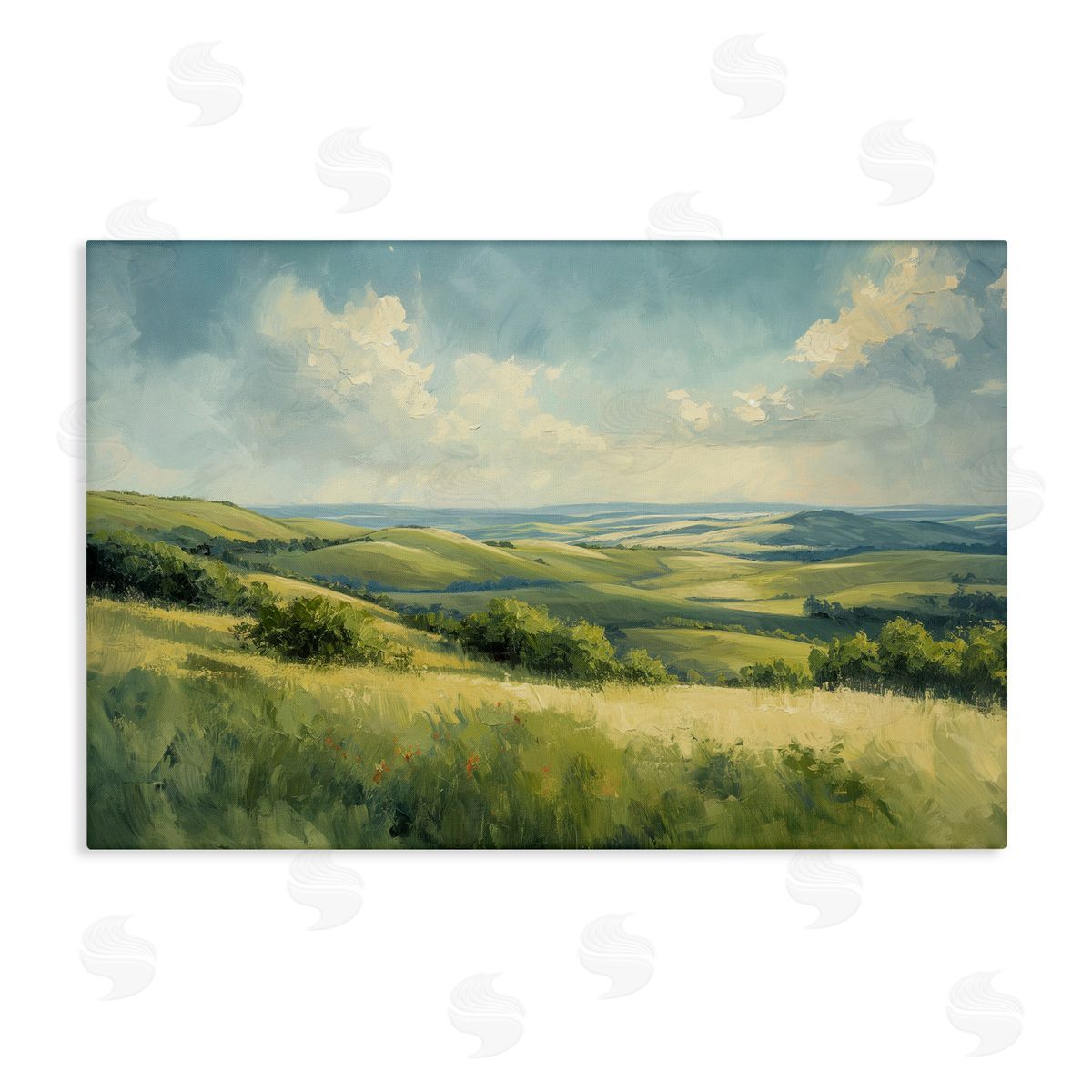 Rolling Emerald Horizon Canvas Wall Art, Home Decor by Gina Kelly