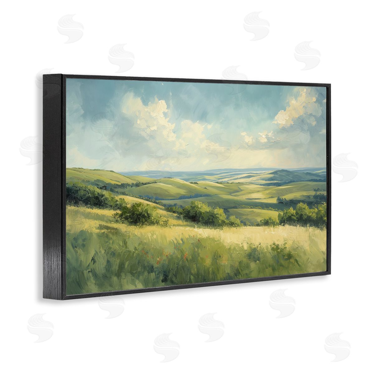 Rolling Emerald Horizon Black Frame Print Wall Art, Home Decor by Gina Kelly
