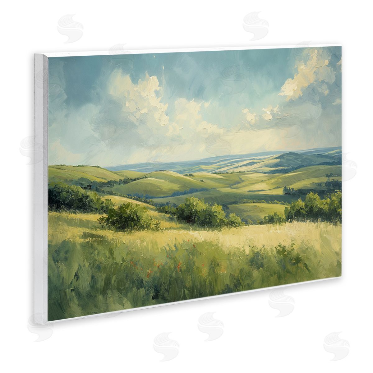 Rolling Emerald Horizon Wood Plaque Wall Art, Home Decor by Gina Kelly