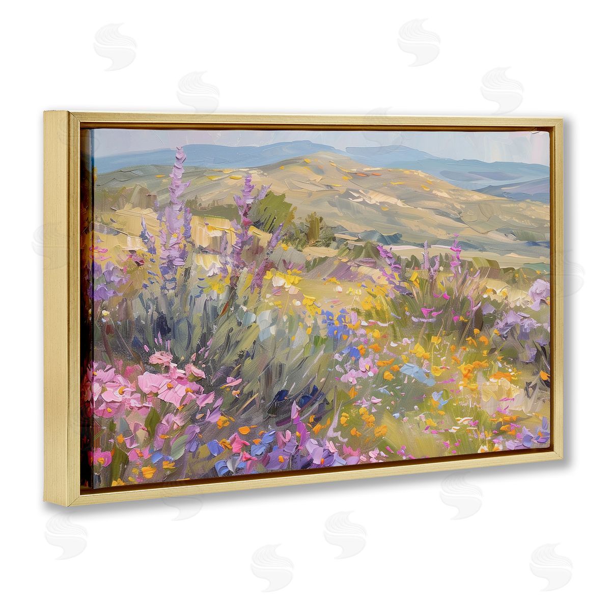 High Desert Flowers Gold Floating Frame Canvas Wall Art, Home Decor by Gina Kelly