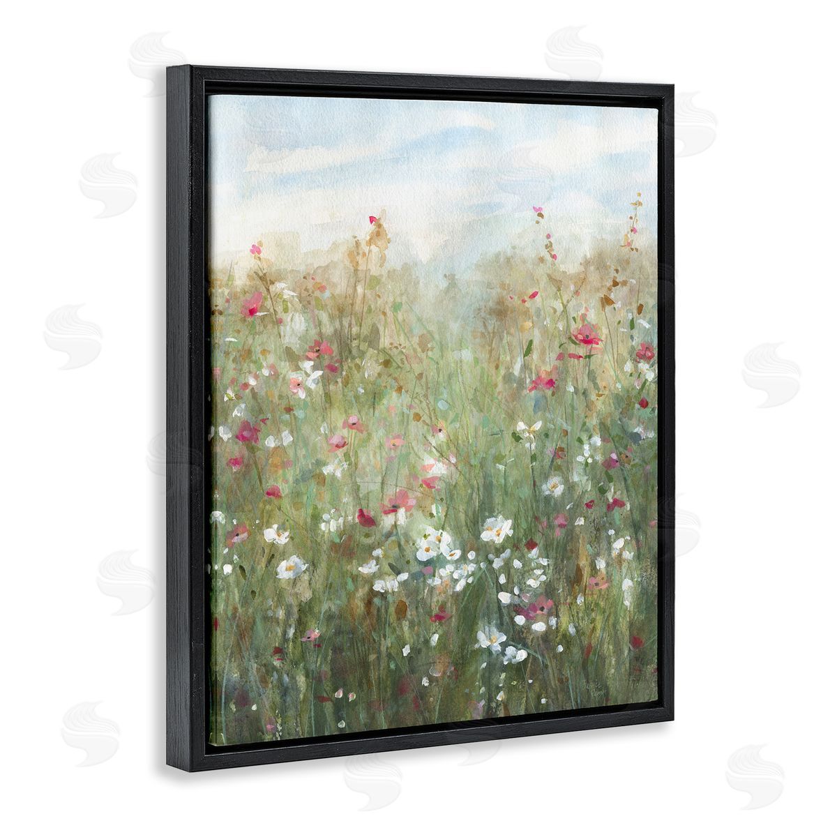 Fragrant Wildflower Field Black Floating Frame Canvas Wall Art, Home Decor by Jessie Perry