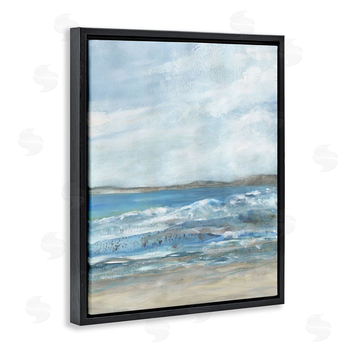 Sandy Surf Beach Black Floating Frame Canvas Wall Art, Home Decor by Jessie Perry