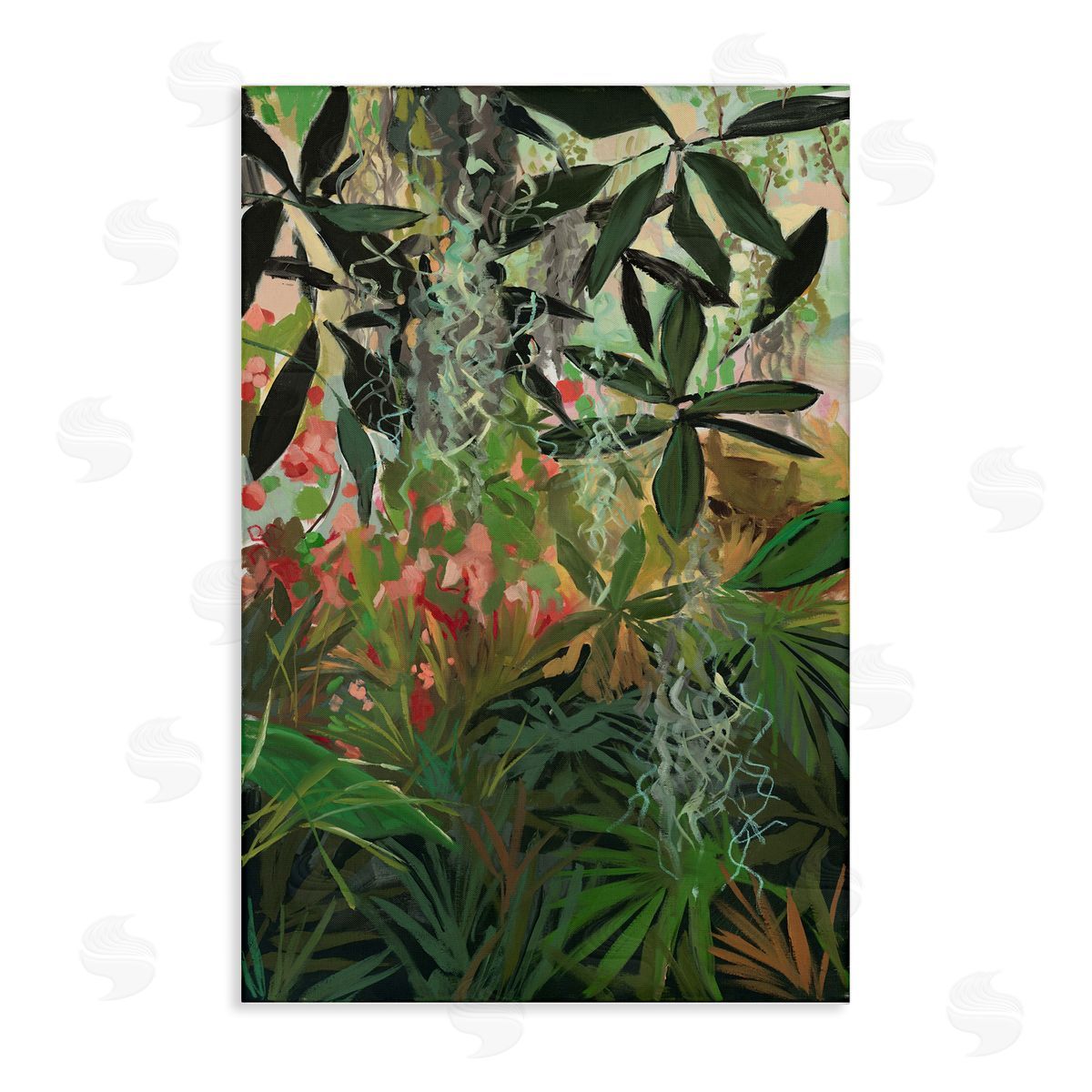 Dense Rain Forest Plants Canvas Wall Art, Home Decor by Jenny Westenhofer