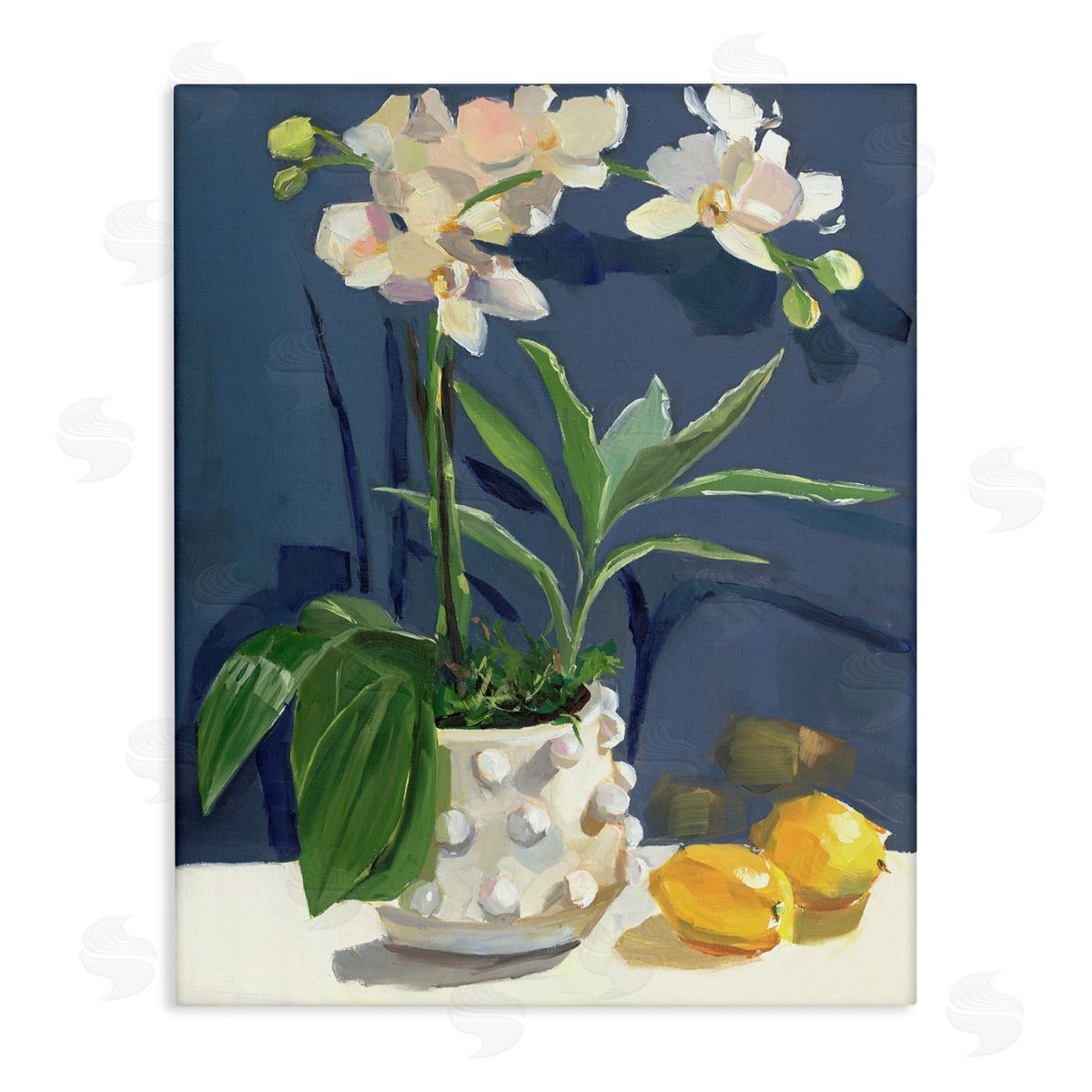 White Orchids & Lemons Canvas Wall Art, Home Decor by Jenny Westenhofer