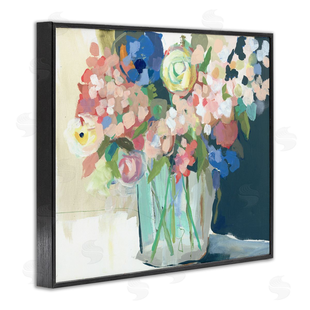 Impressionist Flower Bouquet Black Frame Print Wall Art, Home Decor by Jenny Westenhofer