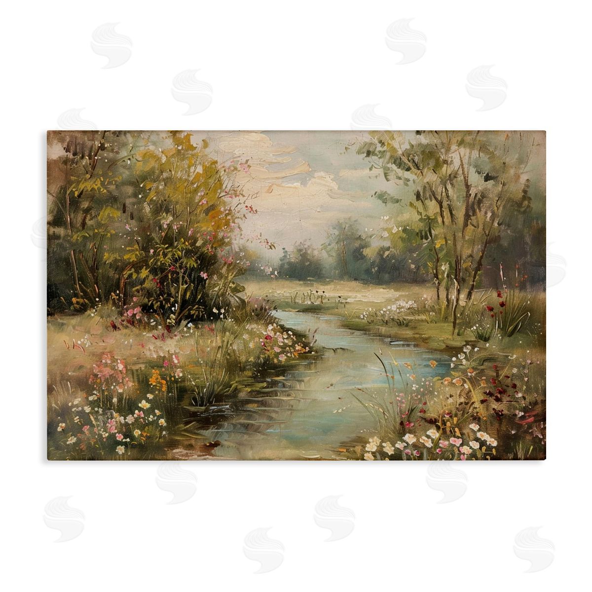 Spring Stream Landscape Canvas Wall Art, Home Decor by LSR Design Studio