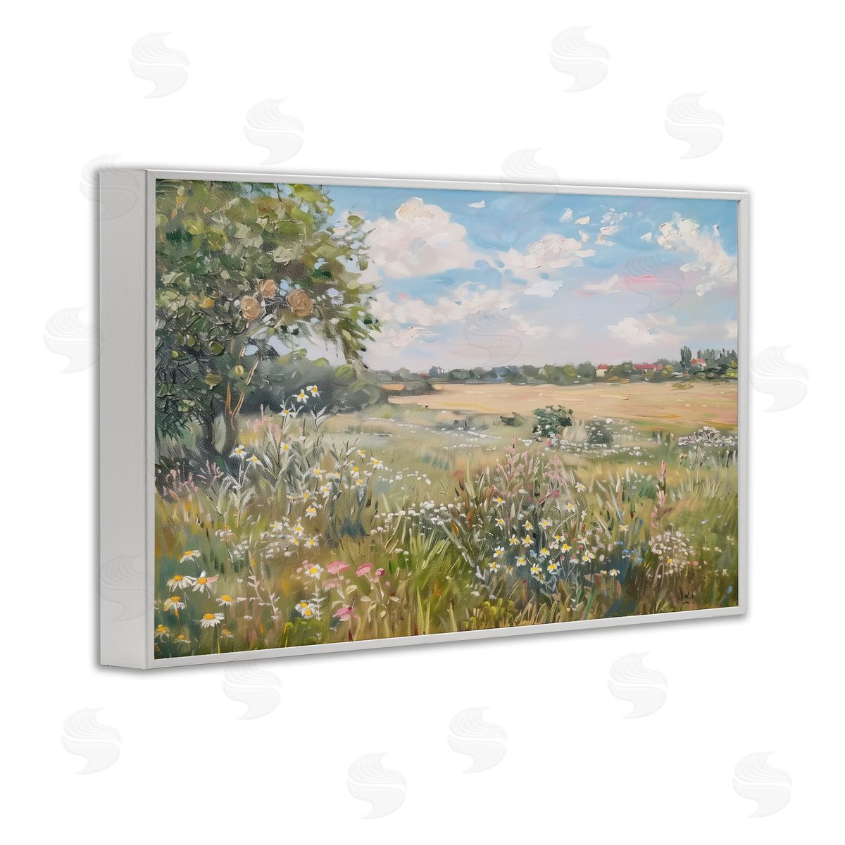 Vast Wildflower Field White Frame Print Wall Art, Home Decor by LSR Design Studio