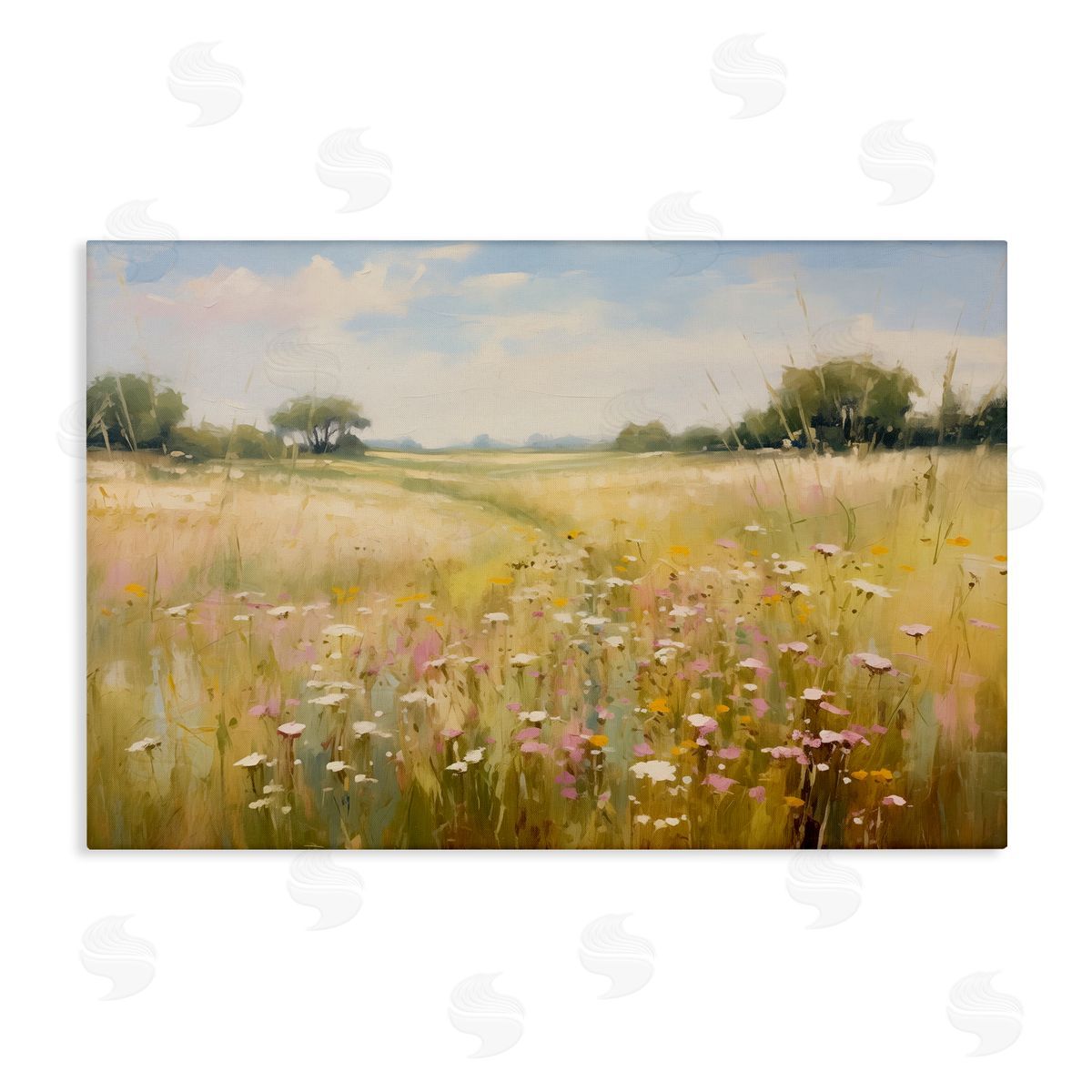 Faded Wildflower Field Canvas Wall Art, Home Decor by LSR Design Studio