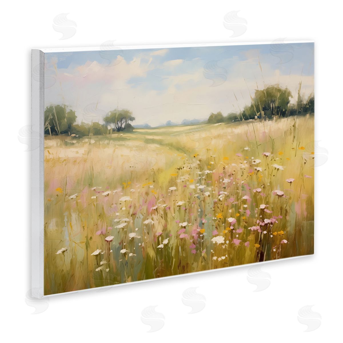 Faded Wildflower Field Wood Plaque Wall Art, Home Decor by LSR Design Studio