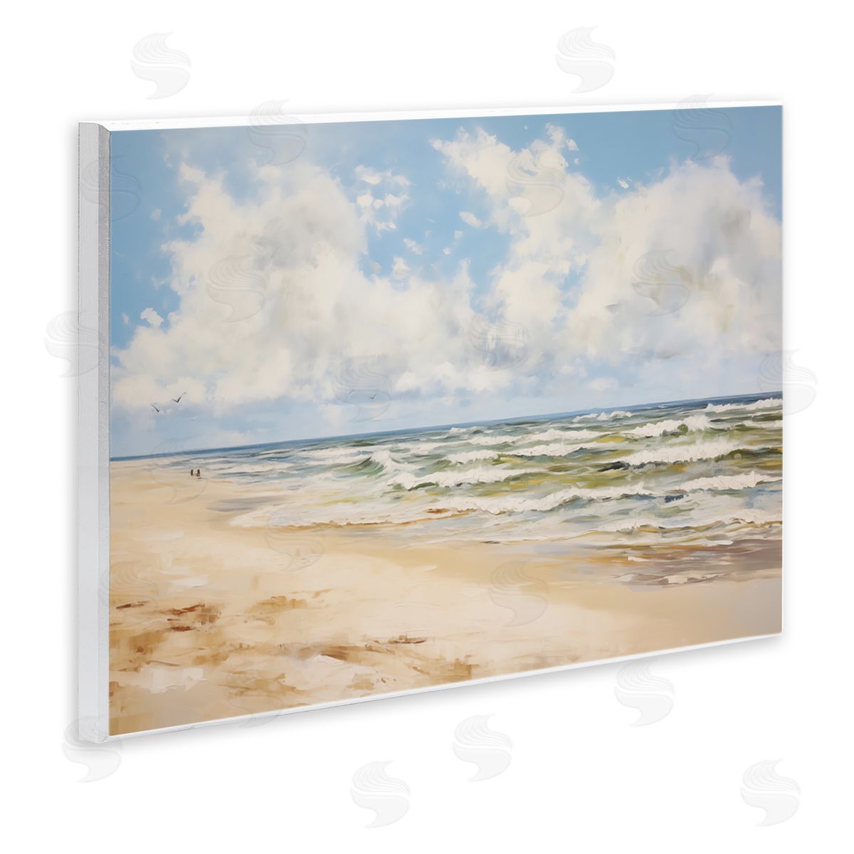 Cloudy Summer Beach Wood Plaque Wall Art, Home Decor by LSR Design Studio