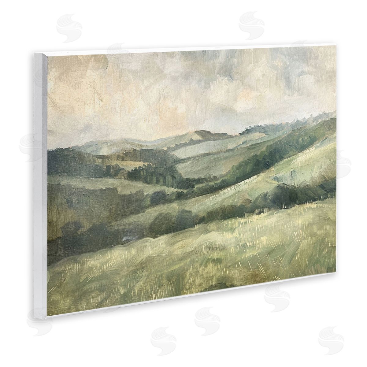 Green Hilly Landscape Wood Plaque Wall Art, Home Decor by LSR Design Studio