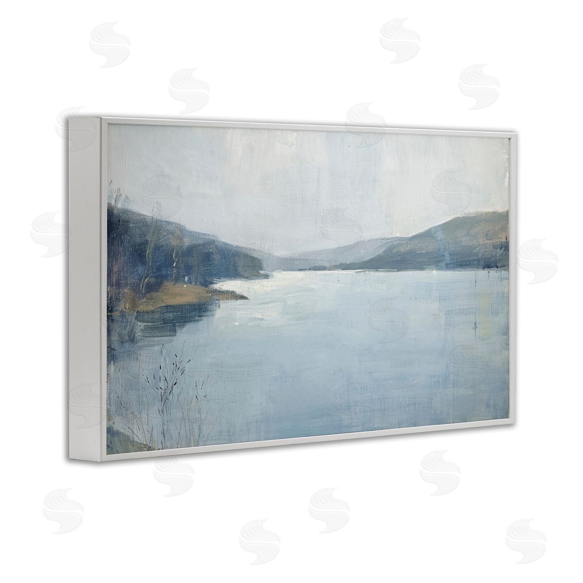 Faded Distant Mountains White Frame Print Wall Art, Home Decor by LSR Design Studio