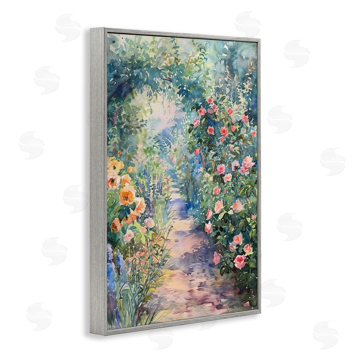 Spring Garden Archway Grey Frame Print Wall Art, Home Decor by LSR Design Studio