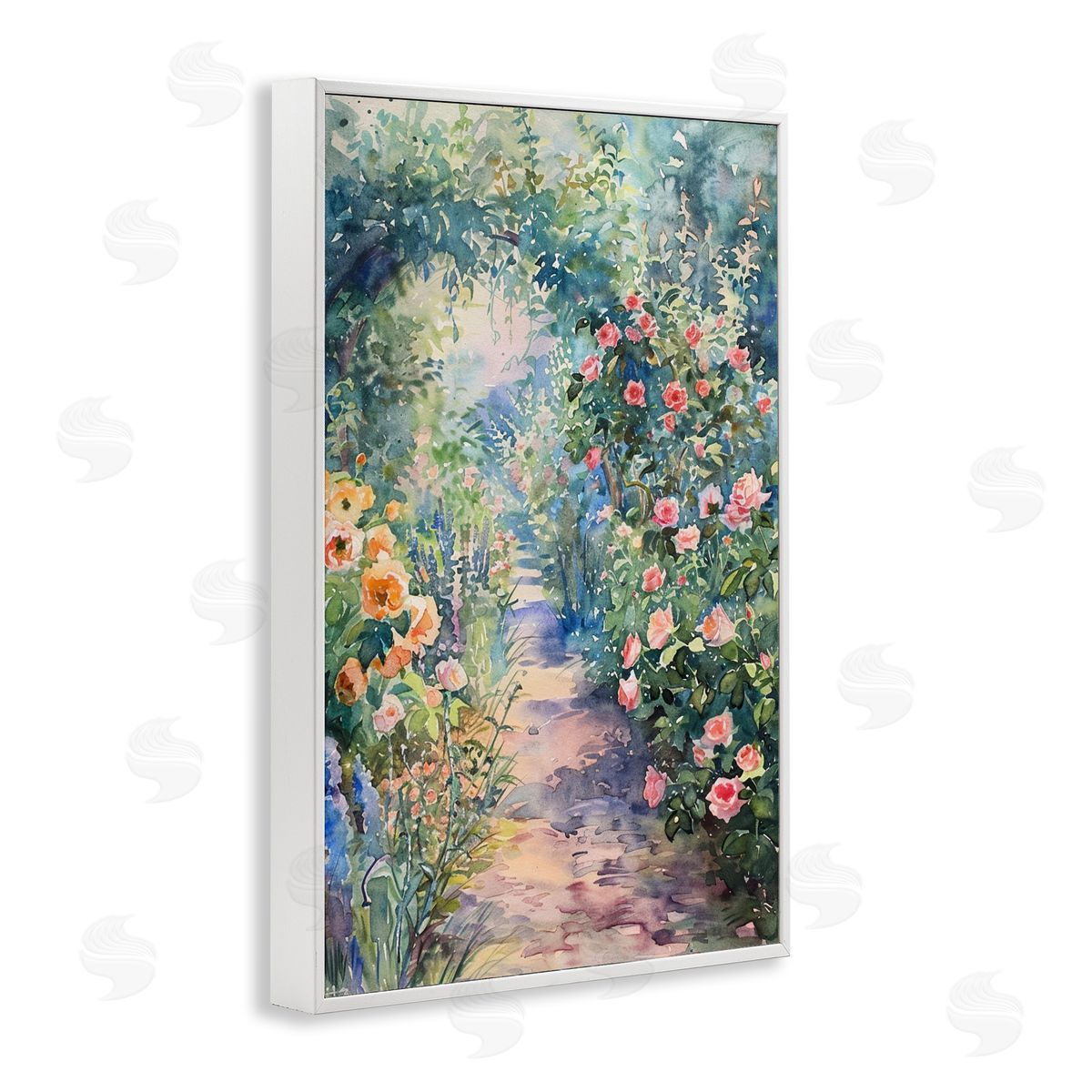 Spring Garden Archway White Frame Print Wall Art, Home Decor by LSR Design Studio