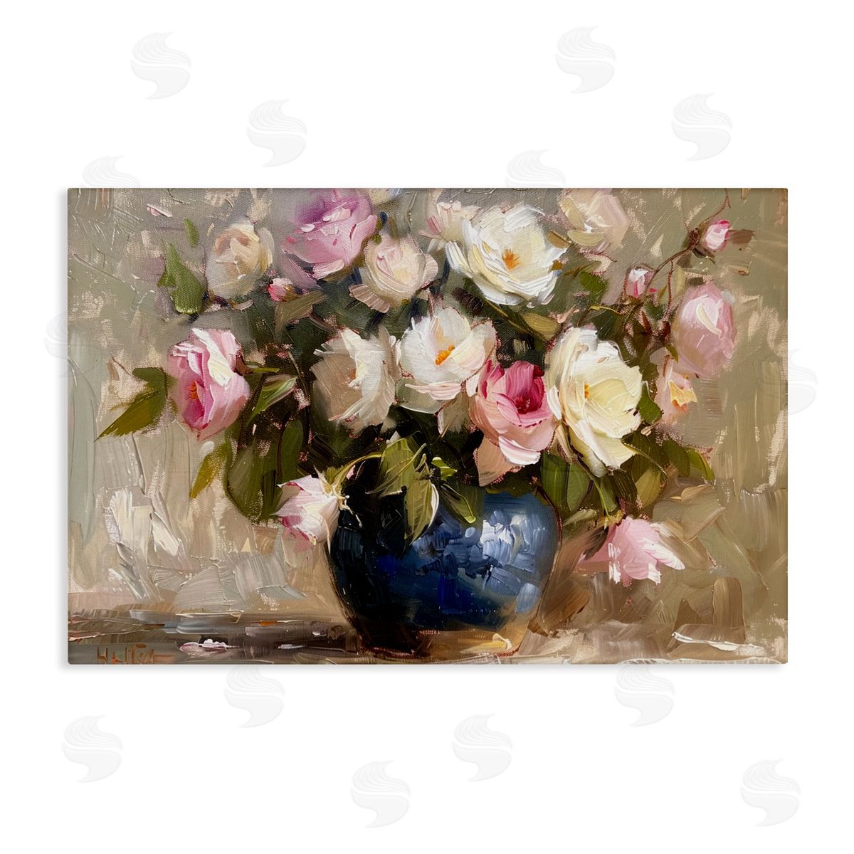 Painterly Vase of Roses Canvas Wall Art, Home Decor by LSR Design Studio