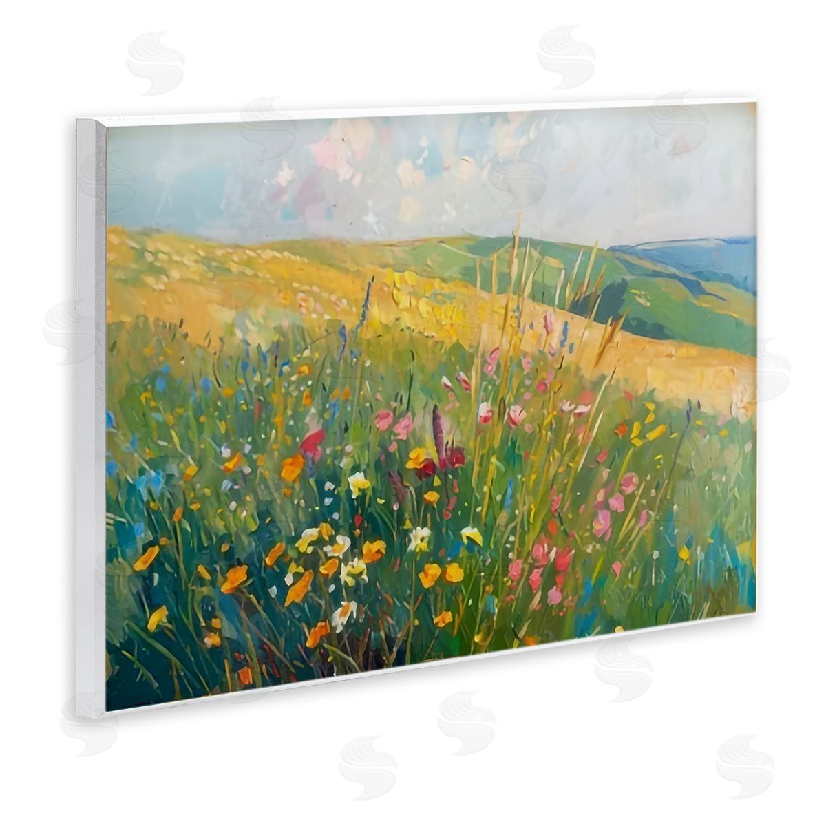 Wildflower Hills View Wood Plaque Wall Art, Home Decor by LSR Design Studio