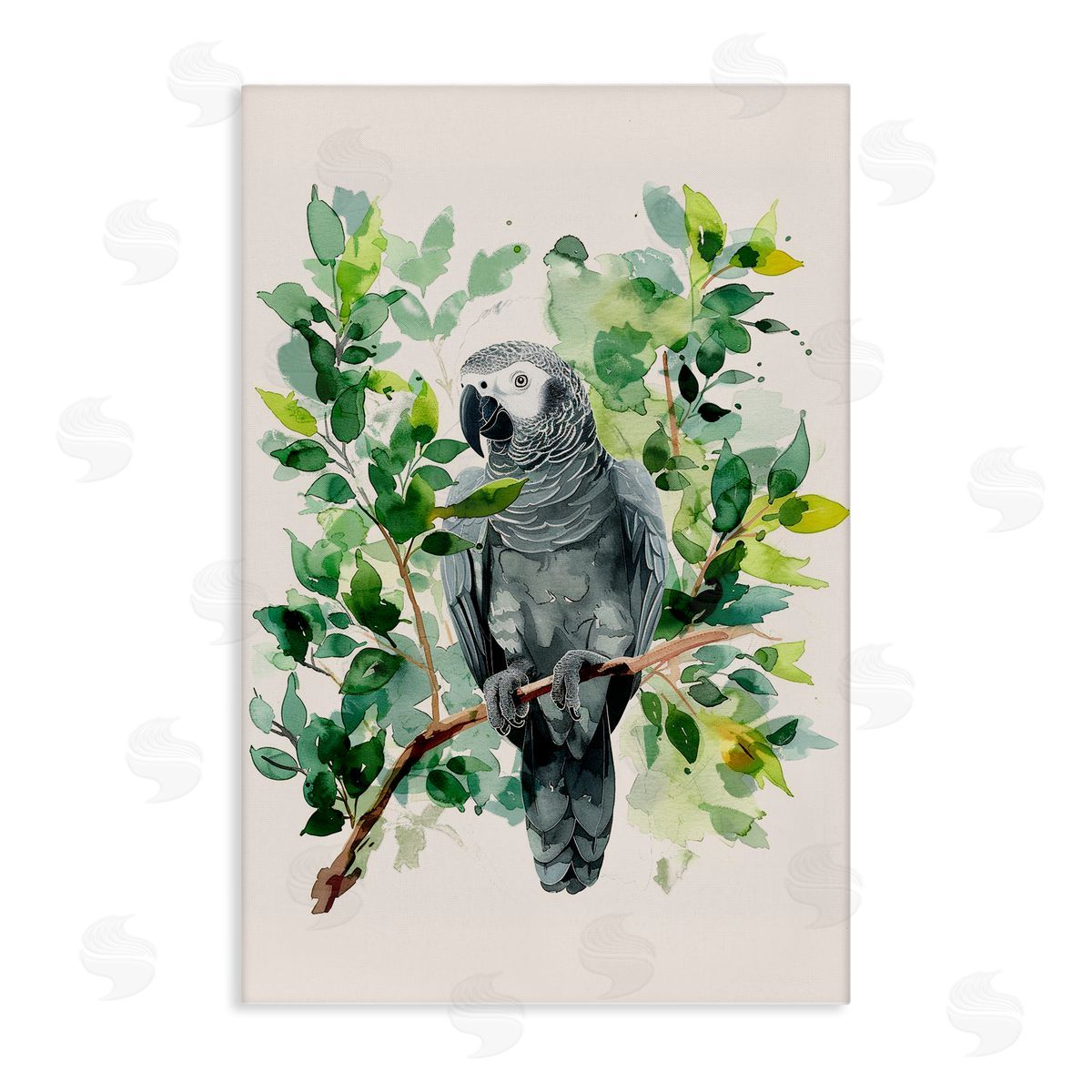 Tropical Perched Parrot Canvas Wall Art, Home Decor by LSR Design Studio