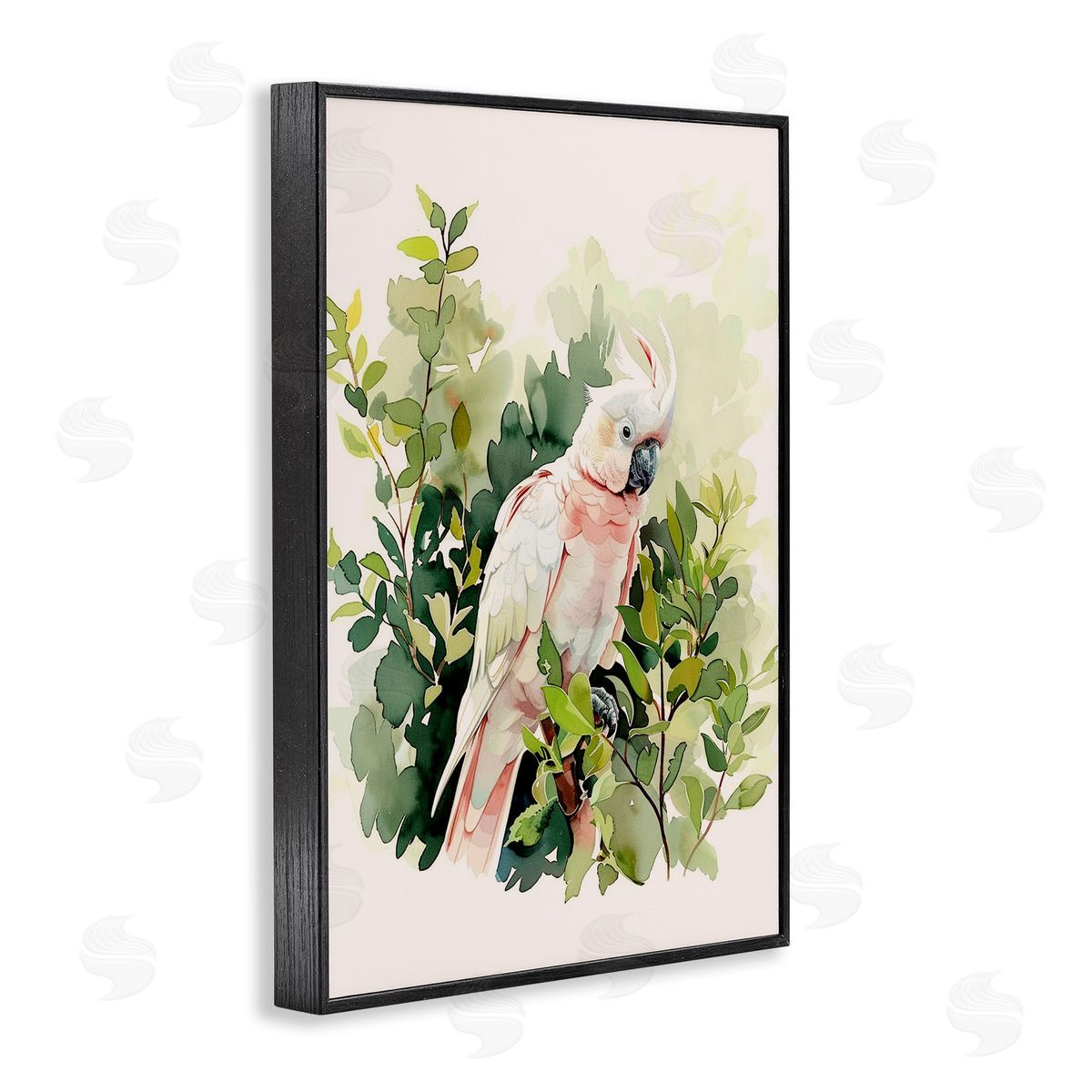 Tropical Parrot Cockatoo Black Frame Print Wall Art, Home Decor by LSR Design Studio