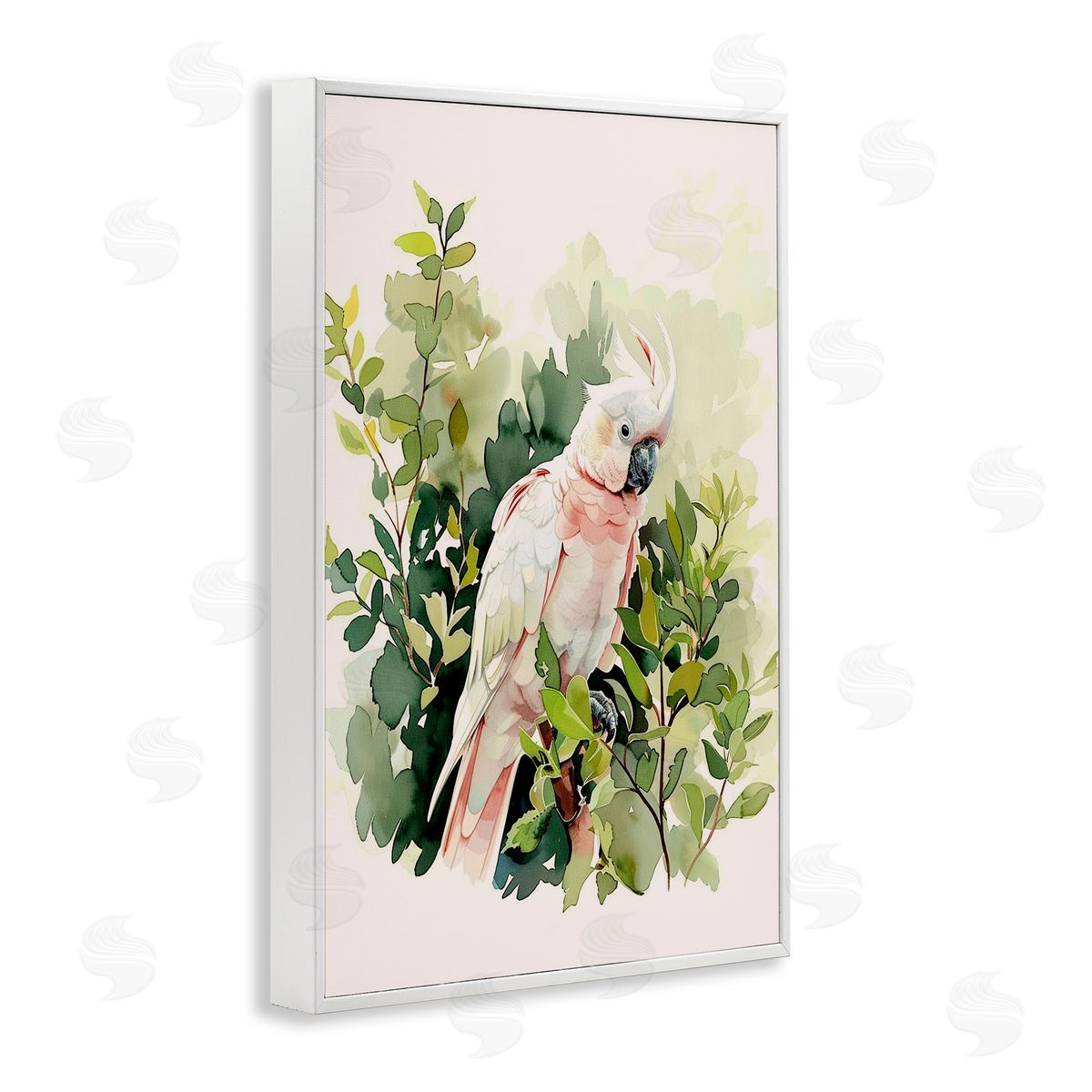 Tropical Parrot Cockatoo White Frame Print Wall Art, Home Decor by LSR Design Studio