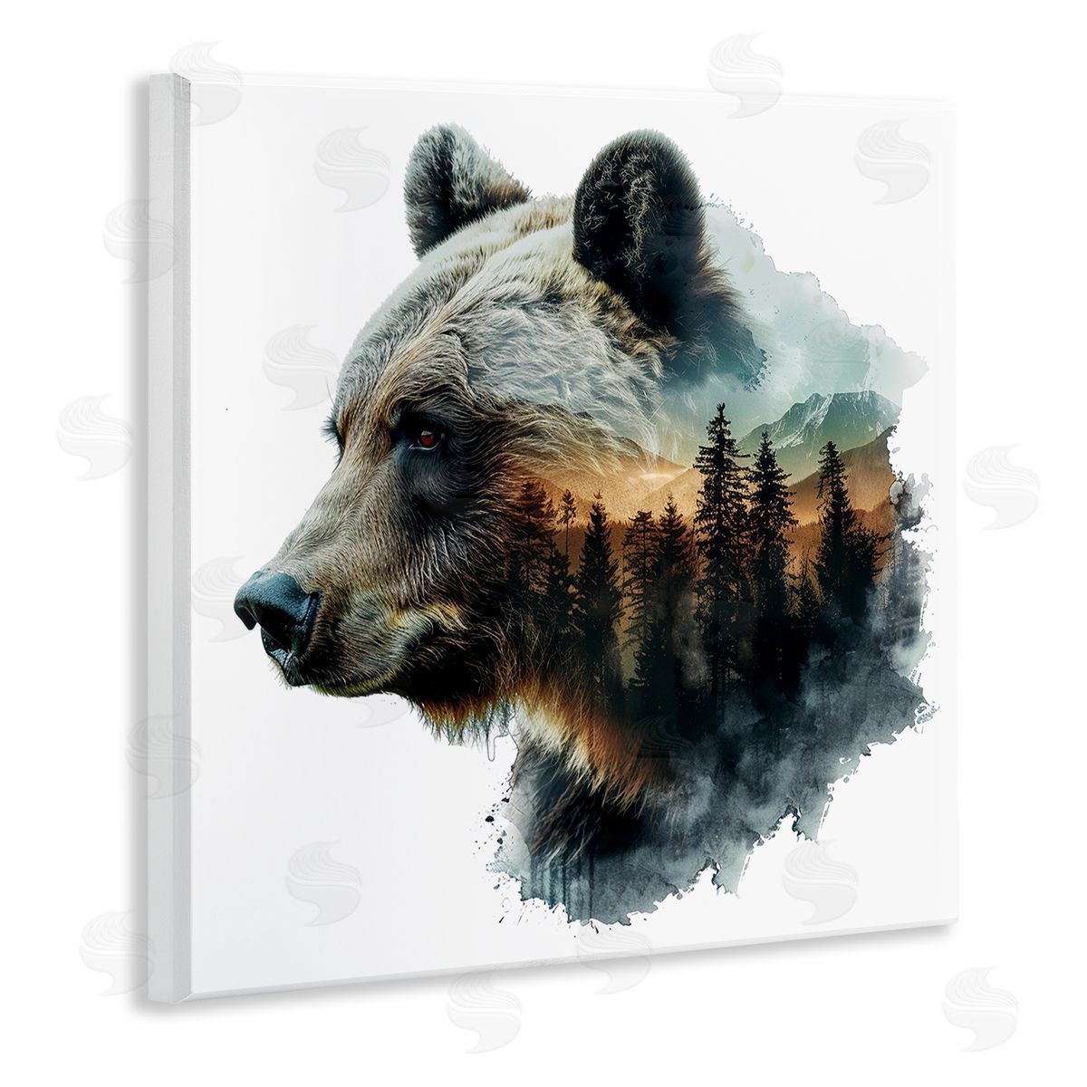 Bear Woodland Silhouette Wood Plaque Wall Art, Home Decor by LSR Design Studio