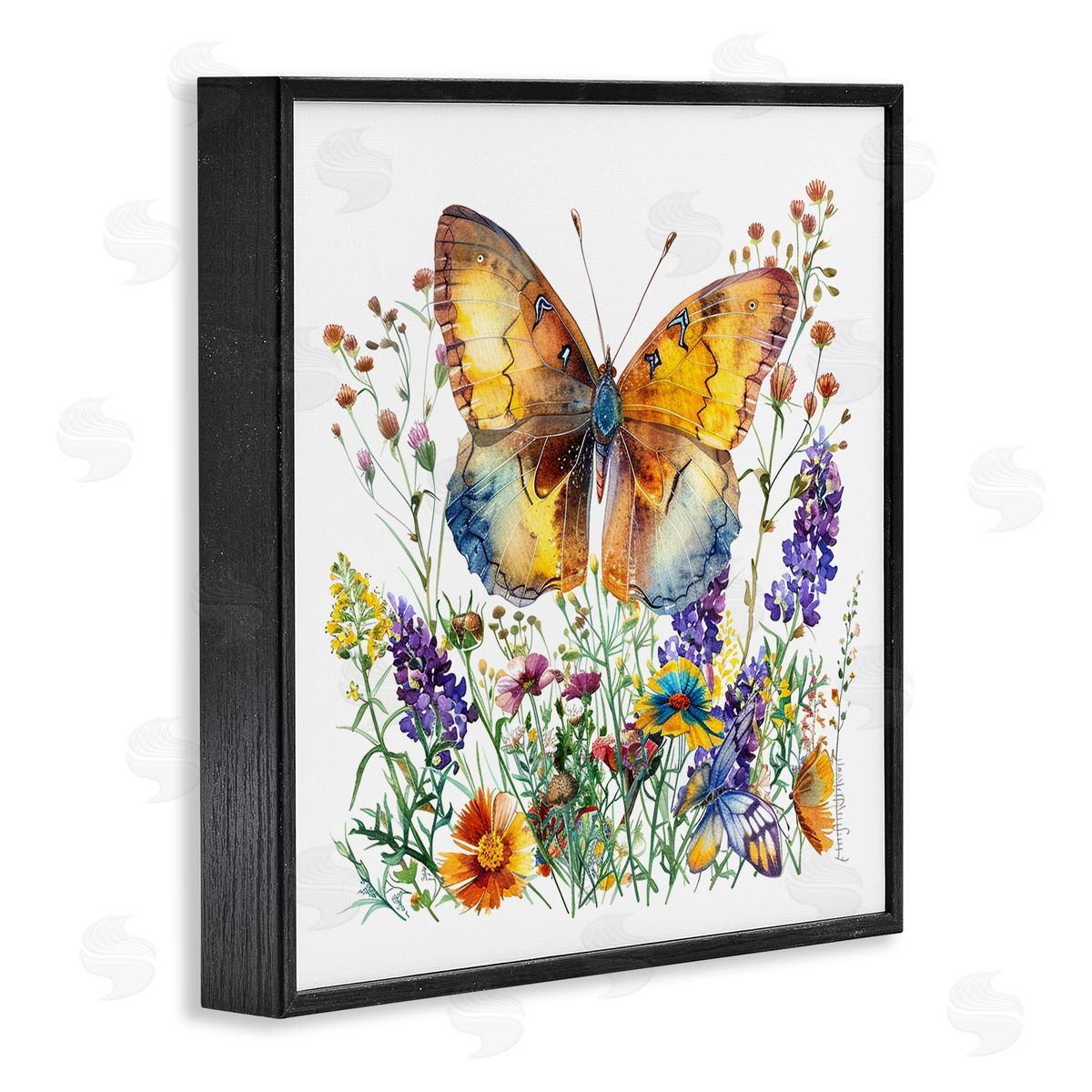 Mixed Butterfly Garden Black Frame Print Wall Art, Home Decor by LSR Design Studio