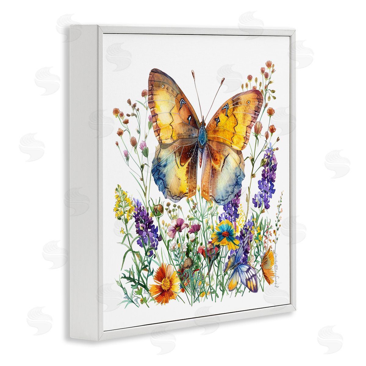Mixed Butterfly Garden White Frame Print Wall Art, Home Decor by LSR Design Studio