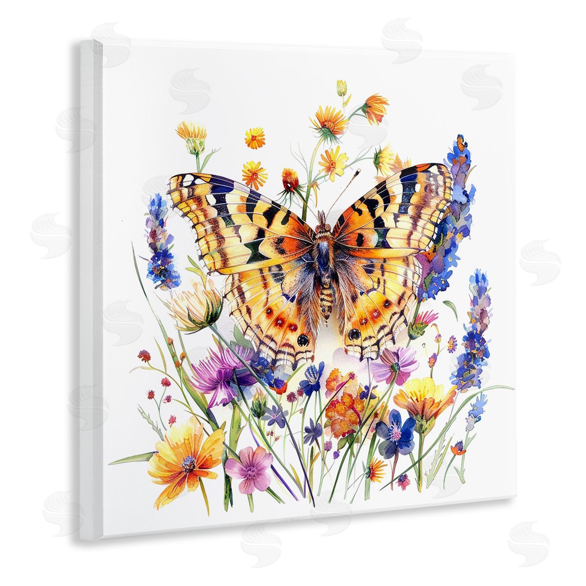 Garden Flowers & Butterfly Wood Plaque Wall Art, Home Decor by LSR Design Studio