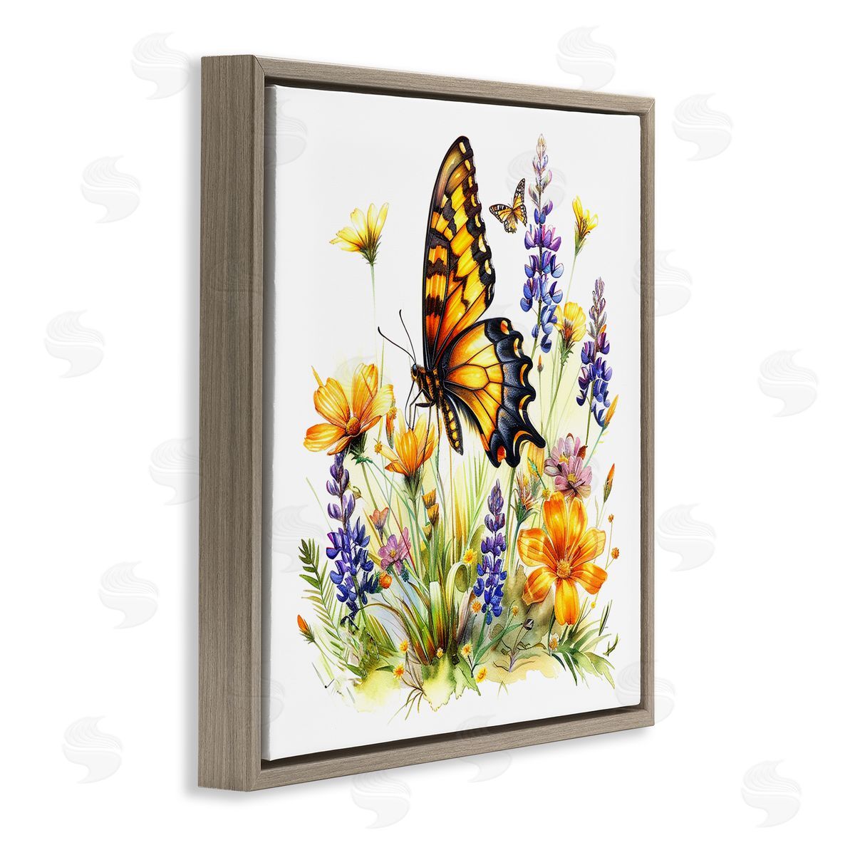 Butterfly Wings Garden Brown Floating Frame Canvas Wall Art, Home Decor by LSR Design Studio